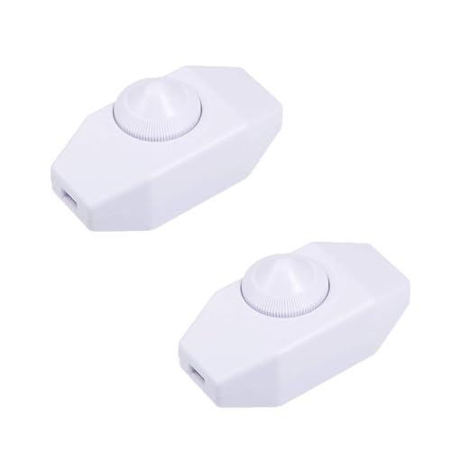 2PCS Inline Dimmer Switches, Knob Dimmer Switch Lights Switch for Lamps Lights (White)