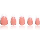 LOVFUL Press on Nails Coffee Latte French Tip | Handmade with Full Covered Crystals | Reusable Fa...