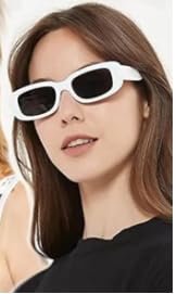 Image of Rectangular Sunglasses, Black Frame, Dark Grey Lenses, Retro Style-Men Women