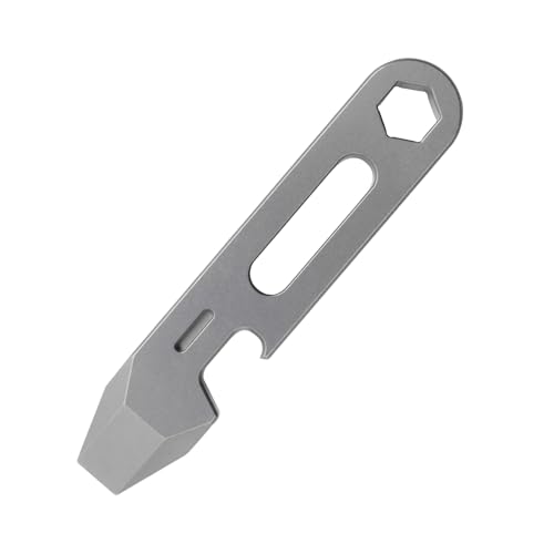A titanium keychain pry bar that quietly handles four real tasks — prying, wrenching, measuring, and opening beers — without adding bulk to your pocket.