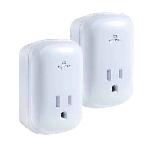 Single Surge Protector Plug, FiiMan ETL Listed Grounded Outlet Wall Tap Adapter with Indicator Light,1-Outlet,2200 Joules/15A/1875W, White, 2Pack