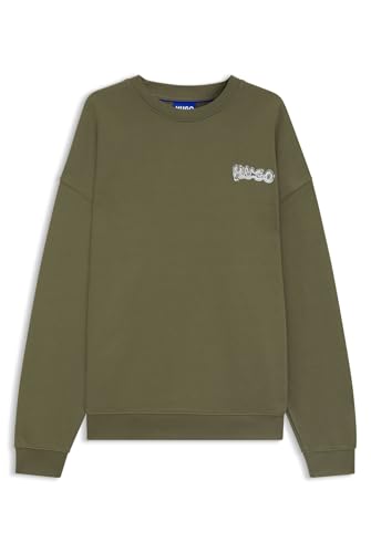 HUGO Nyrocrew sweat unisexe molleton coton pull col rond imprimé