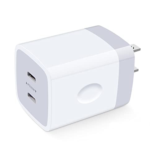 40W Dual Port USB C Wall Charger for iPhone 15 14 13 12 11 Pro Max,SE,8 7 6 Plus,PD 3.0 Power Adapter Type C Charging Block for Samsung Galaxy S23 Ultra S22 S21 S20 Plus,A54,A14 5G,A04s,Pixel 7 6 Pro