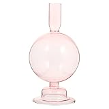 ULTNICE Clear Glass Candlestick Holder Taper Candle Stand Colorful Candlelight Rack Flower Vase Tabl