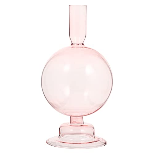 Ultnice Clear Glass Candlestick Holder Taper Candle Stand Colorful Candlelight Rack Flower Vase Table Centerpiece For Wedding Dinner Party (Pink) Pink,Orange Ib13K1541Jlsaa 20.5X8.5Cm #TOP30