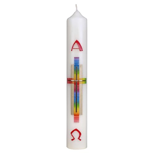 Easter Candle with Rainbow Cross 40x6 cm
