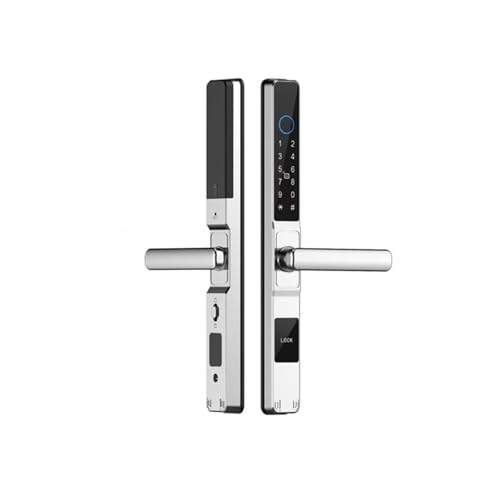 cerradura inteligente, Cerradura Electrónica For Puerta Corredera De Aluminio, Con Huella Dactilar, Contraseña Digital, Tarjeta, Impermeable, Aplicación(Silver3585hook- Long)