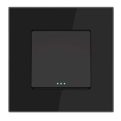 PULSAR Wechselschalter Unterputz Glas Schwarz 1 Fach, Lichtschalter 86x86mm Moderner Schalter Wandlichtschalter Wippschalter Einzeln