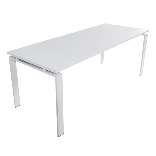 Ofilike. Mesa De Ordenador. Escritorio Para Hogar, Despacho, Estudio, Trabajo. Marco Abierto Metálico Blanco Blanco, 130x60 Ofilike. Mesa De Ordenador. Escritorio Para Hogar, Despacho, Estudio, Trabajo. Marco Abierto Metálico Blanco Blanco, 130x60