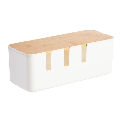 Caja de gestión de cables, caja de alambre con cubierta de madera, funda de cable para protección contra sobretensiones, diseño resistente y elegante, ideal para el hogar, centro multimedia, sala de