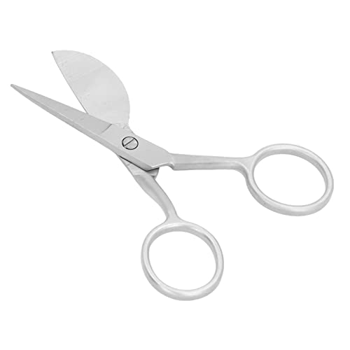 Focket Tijeras para Mechones, Tijeras para Bordar de Acero Inoxidable con Hoja de Pico de Pato, para Tela con Ergonómico de Goma para Manualidades y Costura (SILVER)
