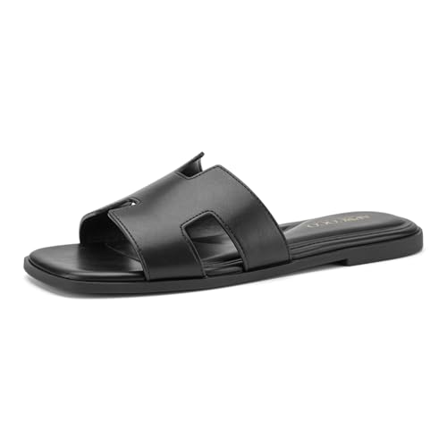 Image of AprCoco Women's Flat Sandals Dressy Classic H-Band Flats Sandals Summer Beach Vacations Slide Sandals