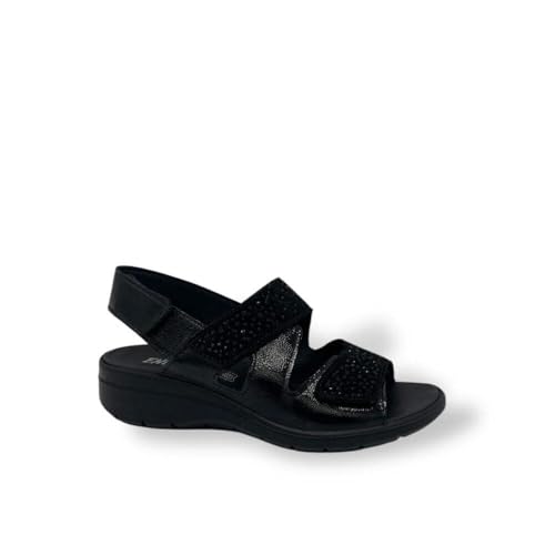 Sandales compensées ENVAL SOFT Charlotte Noir 7776800 : fini le mal de dos en marchant