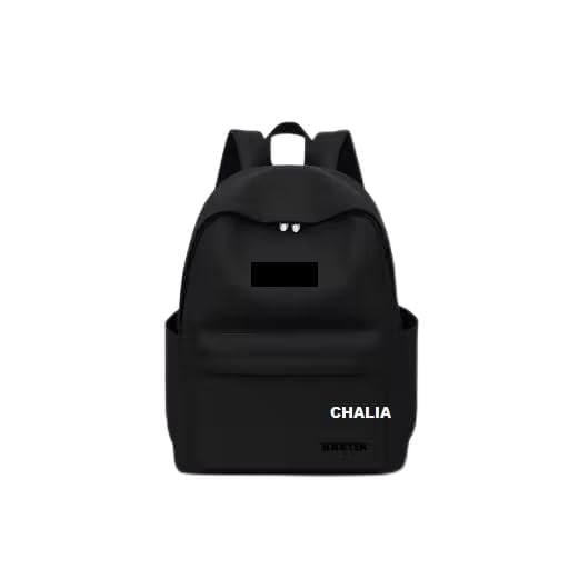 chalia Classic Black Canvas Backpack, Casual Daypack for School College Travel, Lightweight Minimalist Design-picture-49
