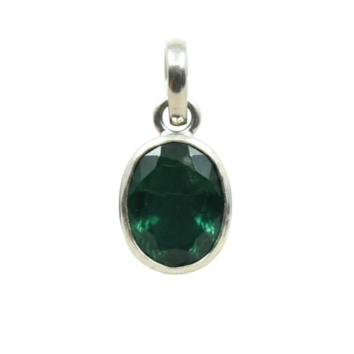 55Carat Colgante ovalado de esmeralda natural auténtica de 3 a 7 quilates, diseño simple, plata de ley 92,5, con piedras preciosas para adultos, color esmeralda natural