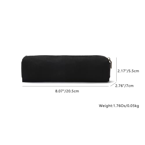 Image of Pencil Case Small Zipper Pen Pouch for School Office Art Supplies Stationery Organizer Bag for Pens Markers(Black /Canvas)