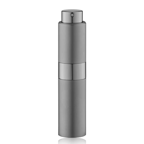 Livfa Atomiseur de Parfum Rechargeable 30 ml, Vaporisateur de Parfum Portable Grand Format, Flacon de Voyage Réutilisable en Aluminium avec Intérieur en Verre, Spray pour Parfum, Cologne et Brume Gris