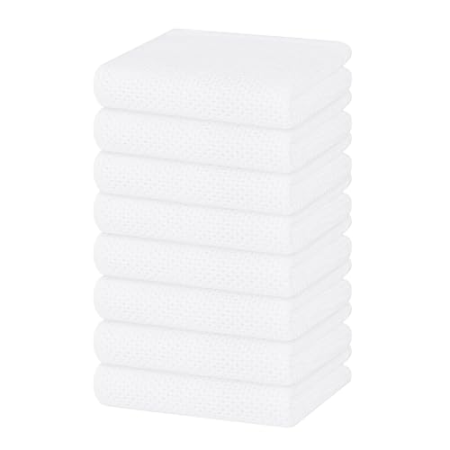Image of Homaxy 100% Cotton Waffle Weave Kitchen Dish Towels, Ultra Soft Absorbent Quick Drying Cleaning Towel, 13 x 28 Inches, 8-Pack, White