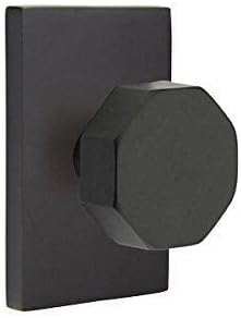 Miniatura 5 de Emtek Juego completo de simulación, roseta rectangular moderna, perilla octágono (negro plano)