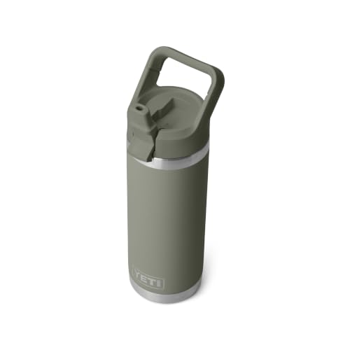 Image of YETI Rambler 18 oz Bottle, Vacuum Insulated, Stainless Steel with Color Matching Straw Cap, Pampa Green
