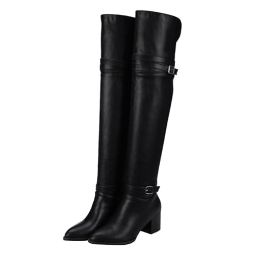 Bottes cuissardes contre le froid et le vent à talon épais stable pointure 39