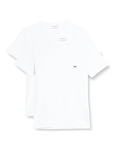 Emporio Armani Underwear Men's 2-Pack Crew Neck Logo T-Shirt, White/White, L