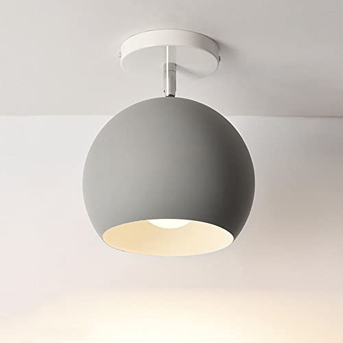 Retro Grau Deckenleuchte Kugelförmig Aluminium Schirm Drehbares Design Vintage E27 Fassung Deckenlampe Schlafzimmer Esszimmer Gang Balkon Kinderzimmer, D15CM Cover