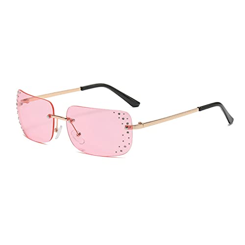 laureles Vintage Rimless Sunglasses Women Rectangle Frameless Rhinestones Square Sun Glasses Men