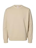 Selected Homme Black, Sweat-shirt adulte, coupe normale, poignets côtelés, col rond, manches longues