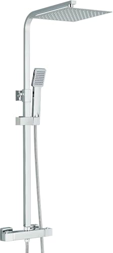 HARNART Ensemble de Colonne de Douche Thermostatique pour Salle de Bain,Hauteur Réglable Robinet de Douche Thermostatique,Chromé