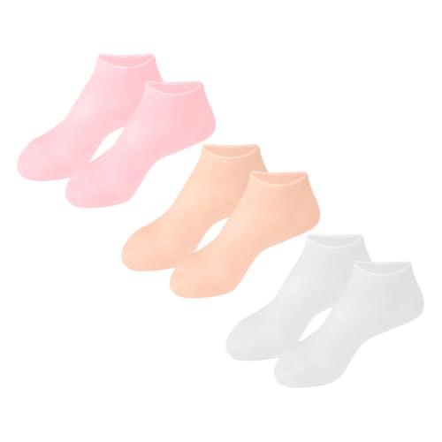 WOFASHPURET 1 Pair Silicone Socks for Overnight Moisturizing Heel Crack Prevention and Foot Care Skin Tone Fits