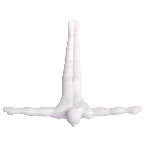 Diver Abstract Wall Art for Home Decor | Quality Polyresin Statues and Sculptures for Modern Wall Decor | Small Motivational Art of Diving Man, White