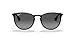 Ray-Ban Unisex RB3539 Erika Metal Round Sunglasses, Black/Polarized Light Grey Gradient Grey, 54 mm