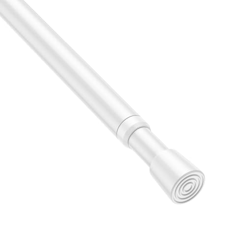 ZipGlo 1 Pack Spring Tension Rods 28-45 Inches, 5/8 Inch Diameter White No Drill Spring Loaded Adjustable Extendable, Small Short Tension Curtain Rod for Windows Kitchen Doorway Closet Cupboard