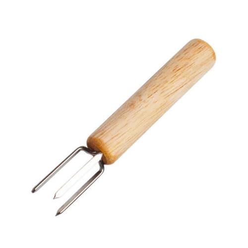 HEMOTON 5pièces Support pour Fourchettes à Maïs Acier Inoxydable Lot de Fourchettes à Maïs avec Manches Bois Accessoires de Barbecue pour Maintenir Épi