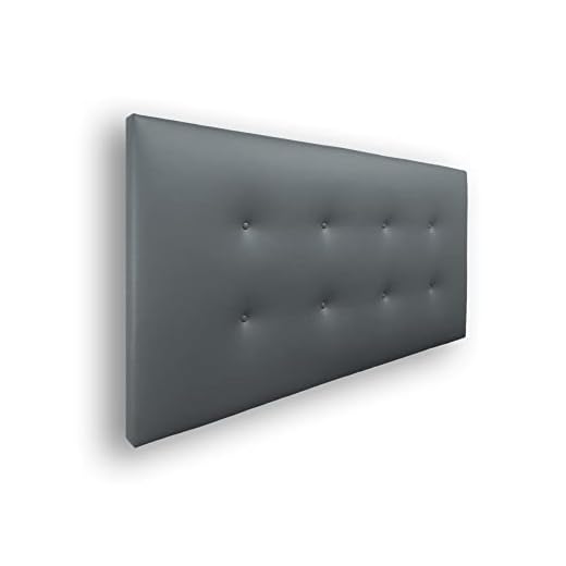 Silcar Home - Cabecero de Cama Tapizado en Polipiel con 2 Hileras de Botones - Modelo Carlo Gris 145 cm - Cabecero Acolchado - Cabezal Tapizado - Cabecero Original - Transporte Incluido