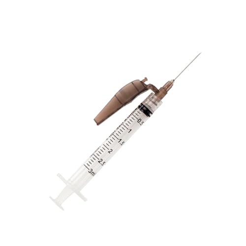 Seringa descartável luer lock 3ml com agulha de segurança 25mm x 0,7mm 22G com 50 unidades Sol-Care
