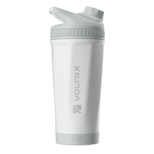 Image of VOLTRX ChillMix Shaker Bottle Insulated Stainless Steel - USB C Rechargeable Electric Protein Shake Mixer, Shaker Cups for Protein Shakes and MealReplacement, Chrome Steel