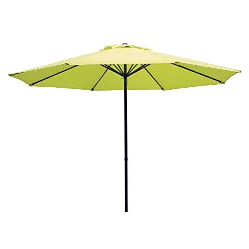 COULEUR VERT ANIS PARASOL INCLINABLE ROND 3M JARDIN PIED METAL MANIVELLE ALUMINIUM TOILE