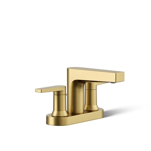 KOHLER K-97031-4-2MB Taut Centerset Bathroom Sink Faucet, 1.2 GPM, Two-Handle Faucet, Minimalist Design, Corrosion Resistant, Vibrant Brushed Moderne Brass - image 1