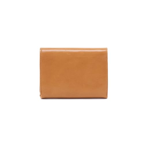 Image of HOBO Robin Women Leather Wallet Trifold with Hidden Magnetic Closure, ID Window, Zip Coin Pocket, 4 Card Slots & Vintage Frame Design, Compact Carry - Natural