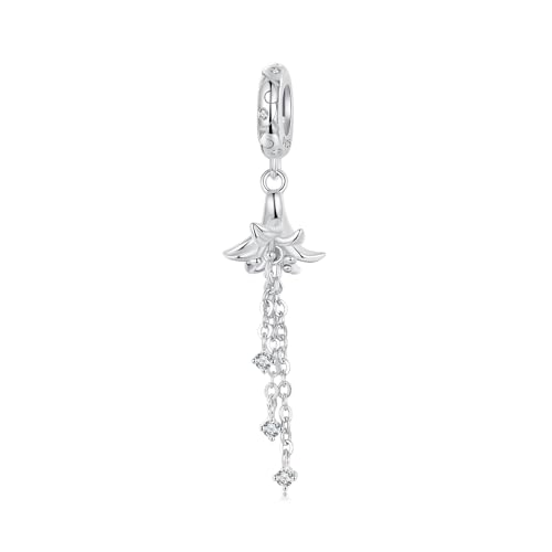 Charm Ciondoli in Argento Sterling 925 per Braccialetti Pandora, Charm Pendenti a Forma di Giglio, Gioiello Regalo per Natale Compleanno Mamma Amica