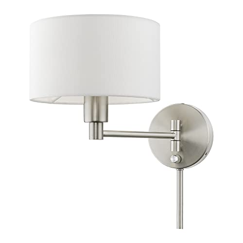 Image of Livex Lighting 40080-07 1 Light Swing Arm Wall Lamp, Bronze with Antique Brass Accent
