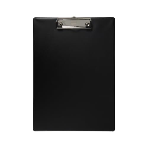 Idena 11373 - Portapapeles para DIN A4, formato vertical, portapapeles revestido de PVC negro, certificado FSC-Rec