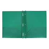 Aurora LLC School,Office Supplies.Durables Plastic Folders with Prongs and Two Pockets. Green