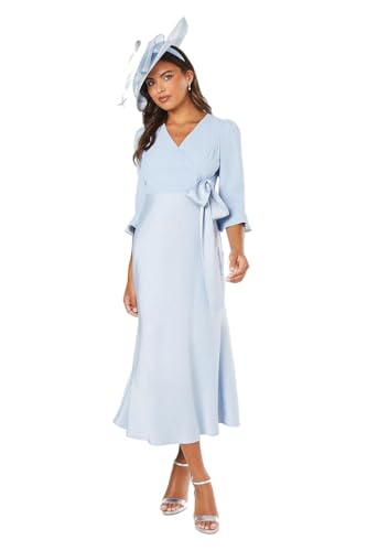 Coast Women's Ruffle Sleeve Satin Back Crepe Wrap Dress, Spr