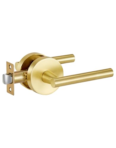 Image of Lethato Gold Passage Door Handles, Closet Door Handles Gold,Brushed Gold Dummy Closet Handle, Door Handle Passage for Closet /Hallway(1 Pack)