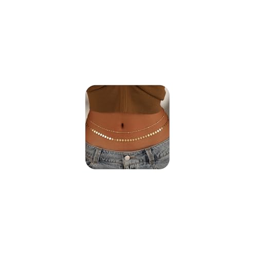 CHESKY Gold Waist Beads, Dainty Waist Chain Summer Body Chain Jewelry for Women Hypoallergenic Belly Wave Chain Non Tarnish Waterproof Gold Beach Jewelry for Women Gifts by CHESKY - Used condition - US$10.87