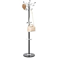 Oxylonty Coat Stand Tree Shape with 16 Hooks, Coat Rack for Jackets, Hats, Bags, Metal and Marble Hangers for Entryway, Hallway, Bedroom (Black)
