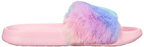 Skechers Kids Girls Sunny Fuzzy Steps Slide Sneaker, Pink/Multi, 13 Little Kid
